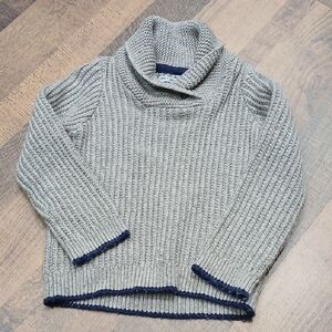 Baby Boden Grey Knit Sweater with Navy Detail SZ 2-3 YRS